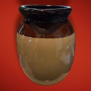 Vintage Stoneware 6" Pitcher Brown and Tan. Farmhouse, Primitive, Rustic Decor